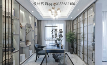 【愛(ài)百居裝飾】?jī)?yōu)雅浪漫法式現(xiàn)代書房裝修圖片